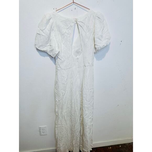 CLUB MONACO Women's White Short Sleeve V-Neck Textures Tie Back Jumpsuit Size 8 - Picture 11 of 14